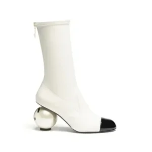 Chanel oversized pearl and stretch boots
