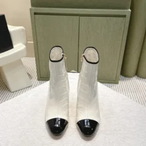 Chanel two-tone high-heeled ankle boots