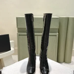 Chanel two-tone patchwork knee-high boots