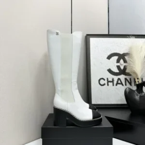 Chanel leather knee-high boots