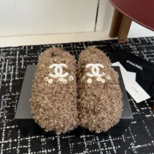 Chanel Classic Furry Slippers