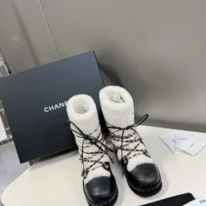 Chanel classic chain lambskin short boots