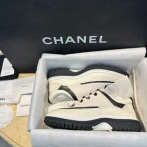 Chanel Suede Quilted White Sneakers