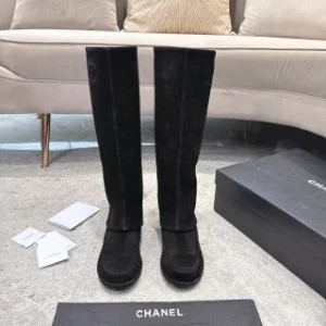Chanel Suede Knee-High Boots
