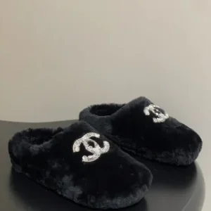 Chanel Furry Mule Slippers