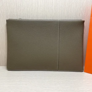 HERMES Double Zip Bag 34cm Cowhide Leather