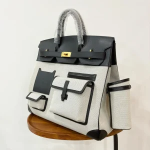 HERMES HAC 40 Cargo Black/White Gold Hardware