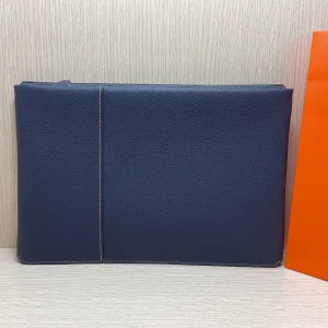 HERMES Double Zip Bag 34cm Cowhide Leather