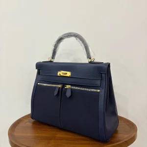 HERMES Kelly Lakis 28 Sapphire Blue Gold Hardware