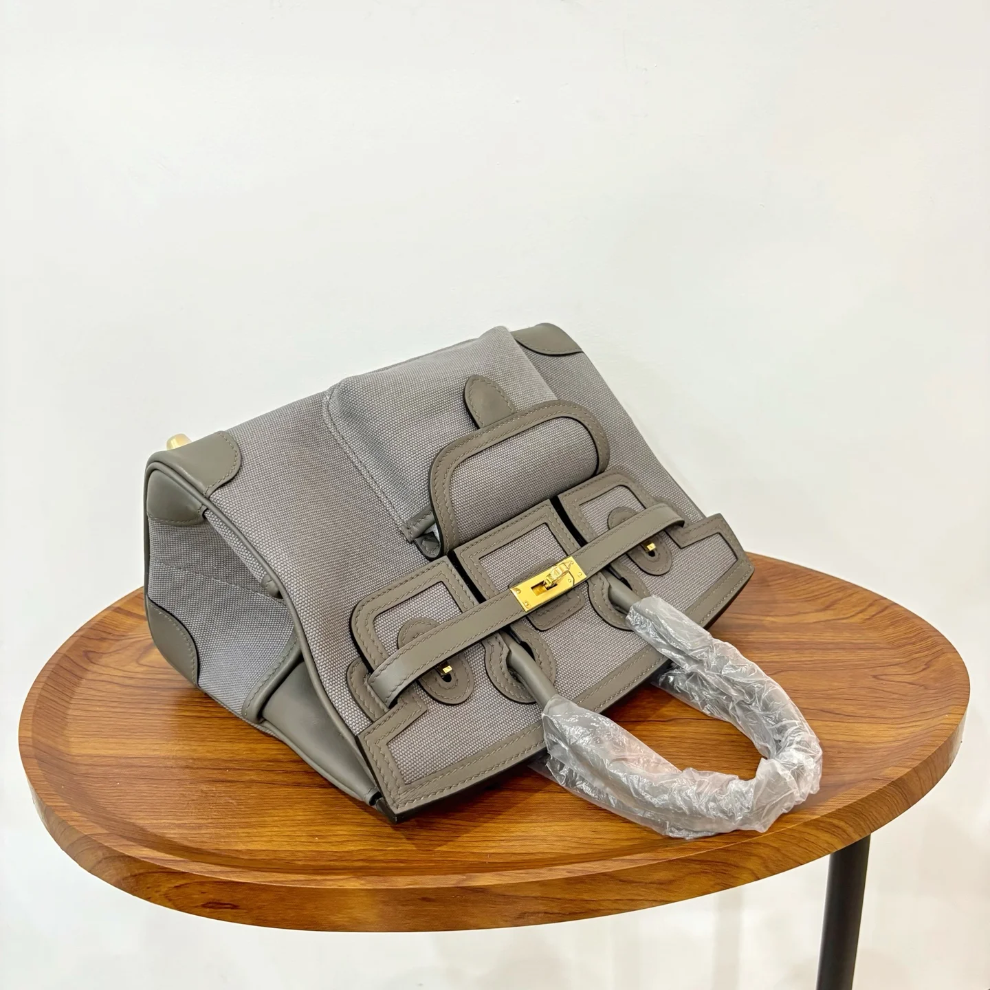HERMES Cargo 25 Tin Gray Gold Hardware - Image 4