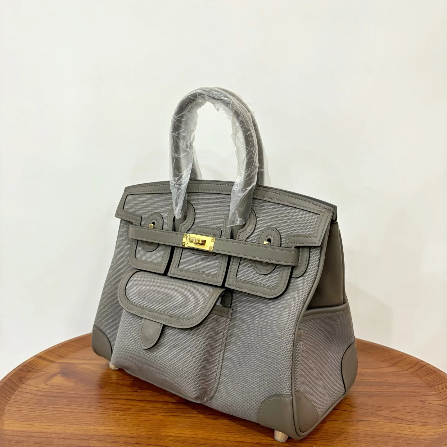 HERMES Cargo 25 Tin Gray Gold Hardware