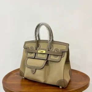 HERMES Birkin Cargo 25 Etoupe Gold Hardware