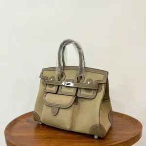 HERMES Birkin Cargo 25 Etoupe Silver Hardware