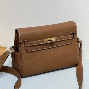 HERMES Messenger Bag Togo Leather Gold Gold Hardware Silver Hardware