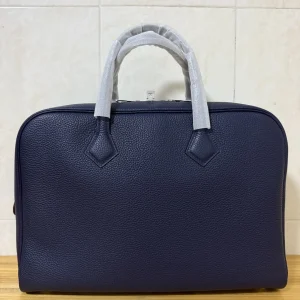 HERMES Victoria 39 Deep Blue TC Silver Hardware