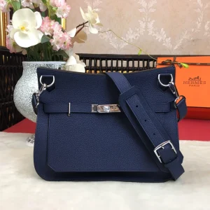 HERMES Jypsiere 28 Leather Sapphire Blue