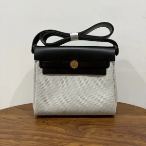HERMES Mini Herbag Beige/Black Gold Hardware
