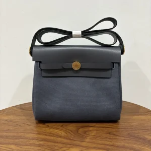 HERMES Mini Herbag Slate Gray Gold Hardware