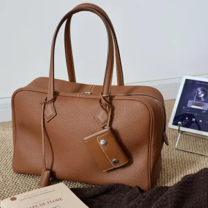 HERMES Victoria 35 Yellow TC Silver Hardware