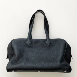 HERMES Victoria 35 Black TC Silver Hardware
