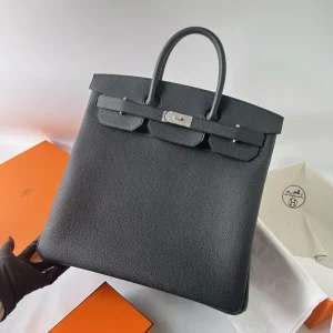 HERMES HAC 40 Togo Leather Black Silver Hardware