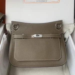 HERMES Jypsiere 28 Togo Leather Etoupe Silver Hardware