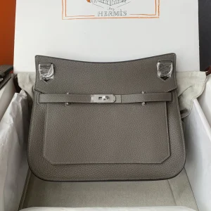 HERMES Jypsiere 28 Togo Leather Tin Gray Silver Hardware