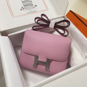 HERMES Constance 19cm Purple Epsom Leather Silver Hardware