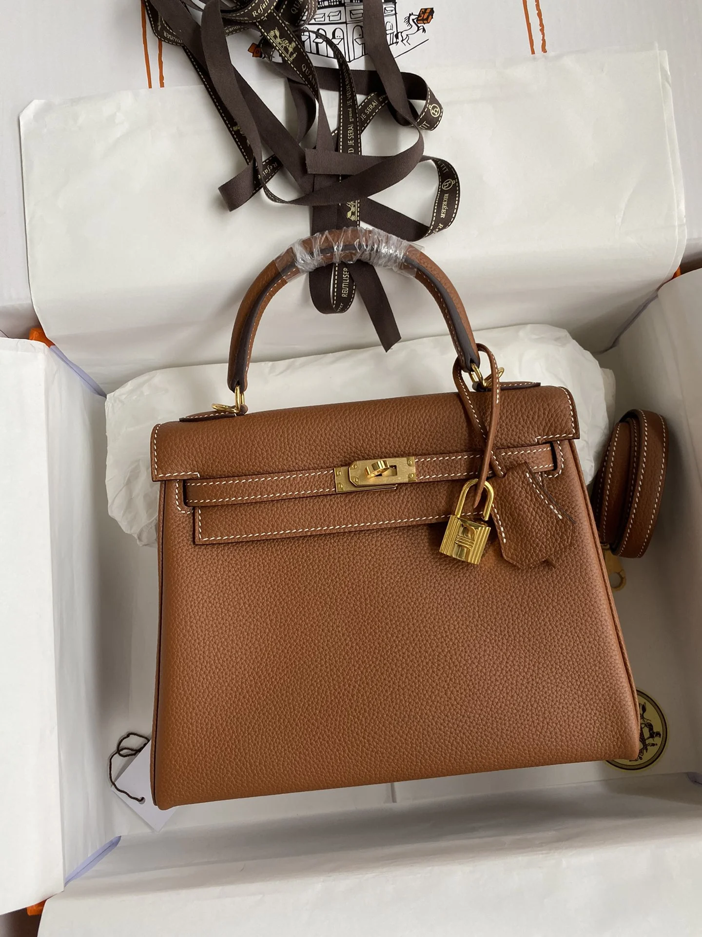 HERMES Kelly 25cm Togo Leather Gold Gold Hardware
