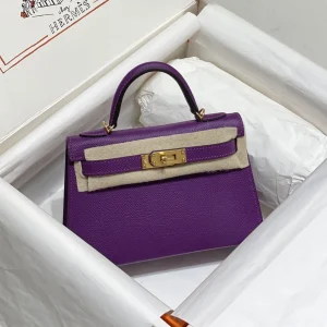 HERMES Mini Kelly 19cm Sapphire Purple