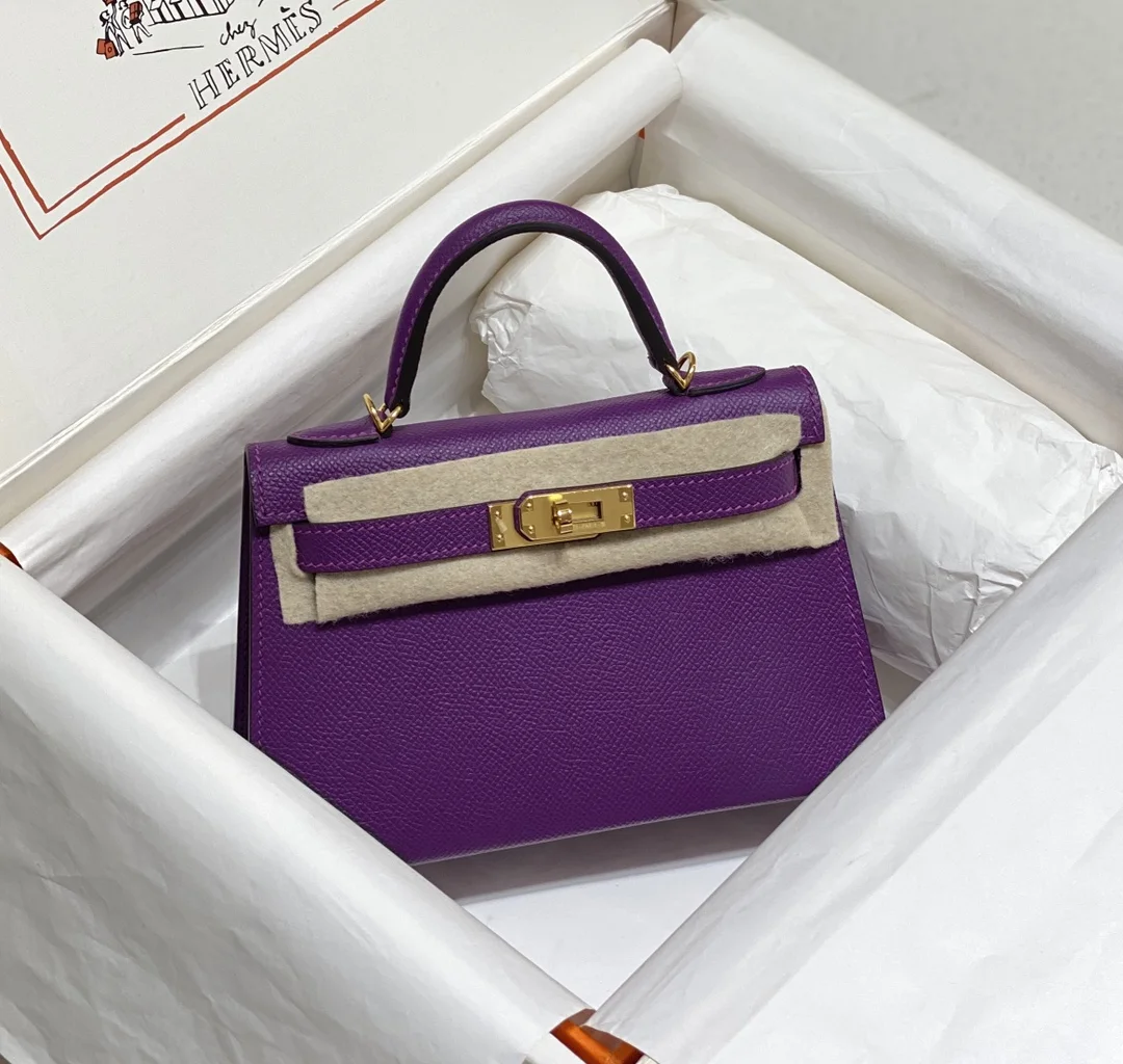 HERMES Mini Kelly 19cm Sapphire Purple