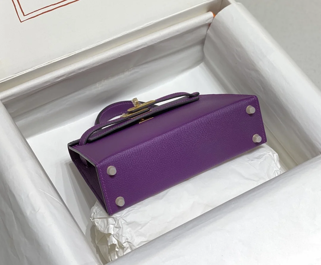HERMES Mini Kelly 19cm Sapphire Purple - Image 4