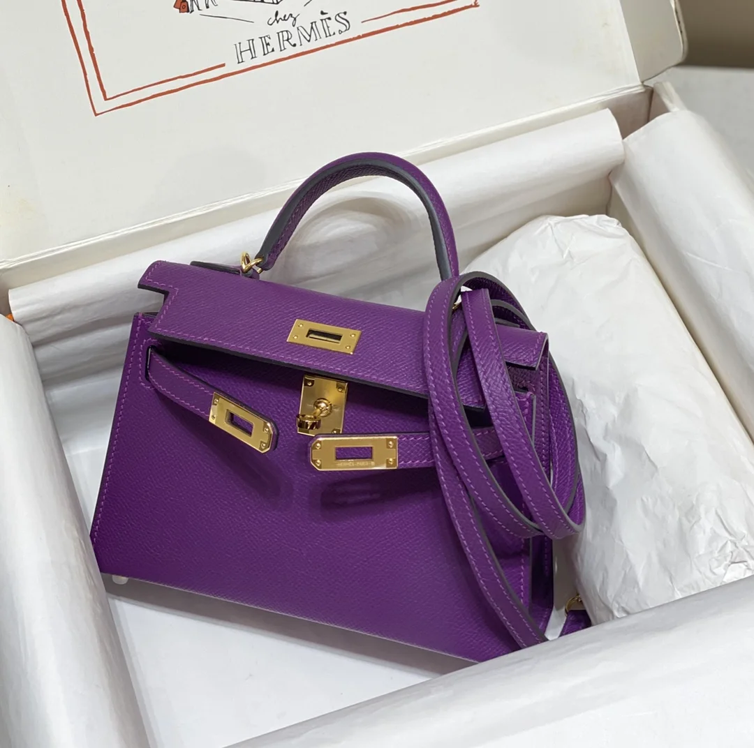HERMES Mini Kelly 19cm Sapphire Purple - Image 3