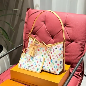Louis Vuitton Carryall Bag, White Multicolor, Small, 29*24*12cm