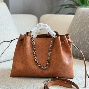 Louis Vuitton Bella Mahina Perforated Calfskin Bucket Bag, Black, 32*23 cm