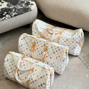 Louis Vuitton x TM Keepall Bandoulière 45 Travel Bag, White Multicolor, M13742