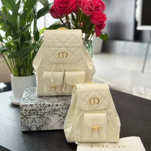 DIOR Caro Backpack, Macrocannage, Medium 23x25x11 / Small 20x18x8
