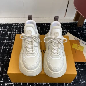 Louis Vuitton Thick Sole Casual Shoes White/Brown Monogram Size 35-40