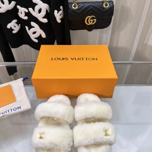 Louis Vuitton 2023 Wool Slippers Metal Buckle Size 35-41