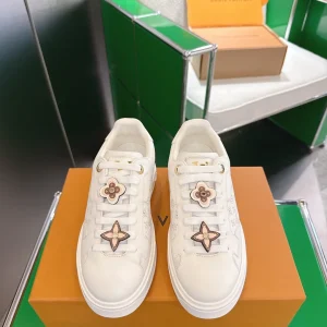 Louis Vuitton Time Out Sneakers Denim Monogram Wool Lining Size 35-40