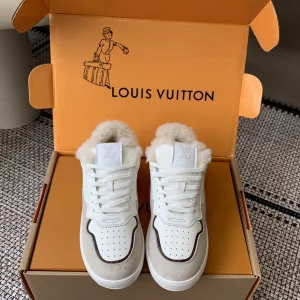 Louis Vuitton Time Out Sneakers Denim Monogram Wool Lining Size 35-40