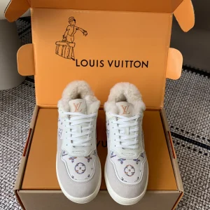 Louis Vuitton Time Out Sneakers Denim Monogram Wool Lining Size 35-40