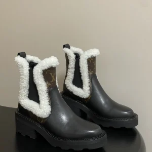 Louis Vuitton 25FW Beaubourg Chelsea Boots Wool & Monogram Size 35-39