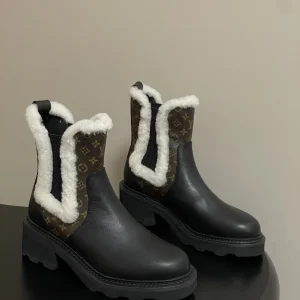 Louis Vuitton 25FW Beaubourg Chelsea Boots Wool & Monogram Size 35-39