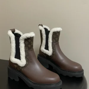 Louis Vuitton 25FW Beaubourg Chelsea Boots Wool & Monogram Size 35-39