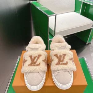 Louis Vuitton Time Out Sneakers Denim Monogram Wool Lining Size 35-40