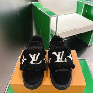 Louis Vuitton Time Out Sneakers Denim Monogram Wool Lining Size 35-40