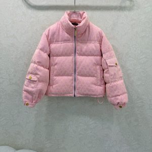 Louis Vuitton 2025FW Pink Brocade Down Jacket
