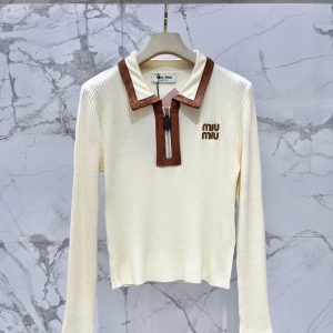 Miu Miu 2025FW Suede Collar Knit Top
