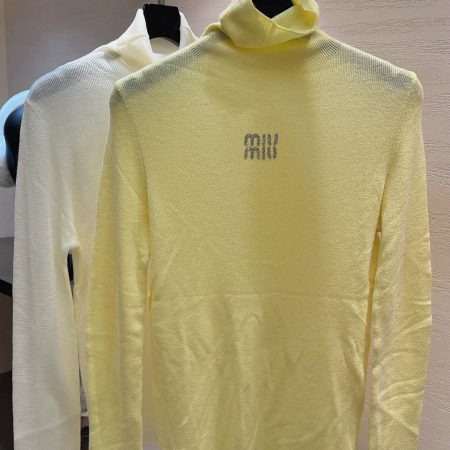 Miu Miu 2025FW Rhinestone Logo Sweater